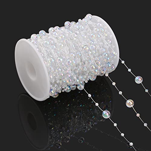 URROMA Cadena de cuentas transparentes de 30 metros de cuentas acrílicas de cristal para decoración del hogar, fiesta de Navidad