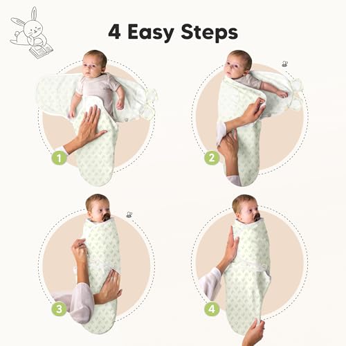 Image of KeaBabies 3-Pack Swaddles for Newborns, Girls, Boys with Hats - Organic Soft Baby Sleep Sacks, Breathable Baby Swaddle 3-6 Months Beanies Set, Premie Infant Sleep Sack 0-3 Months (Leafy)