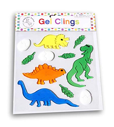 Dinosaurs Window Gel Clings - Dino Friends(T-Rex, Brontosaurus, Triceratops, Stegosaurus, Eggs)