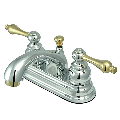 Kingston Brass KB2604AL Vintage 4-Inch Centerset Lavatory Faucet with Metal Lever Handle, Polished Chrome and Polished Brass