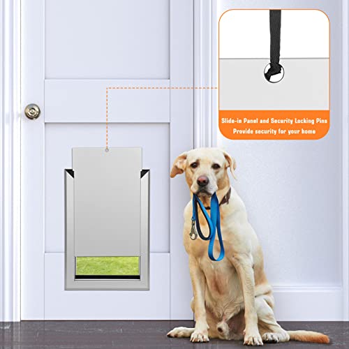 Ownpets Weatherproof Dog Door, Large Aluminum Pet Door Inner Frame 11.6 X 16.8 Inch Magnetic Flap, Easy To Install Strong & Durable Dog Door For Dogs Up To 100Lbs #TOP6