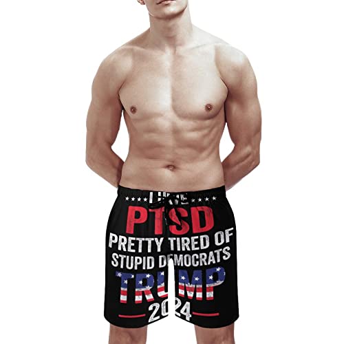 Board Shorts I Have PTSD Pretty Tired of Stupid Democrats 2024 Swim Trunks Dress Loosely Beach Shorts3
