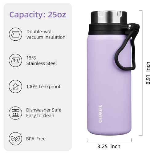 Image of BJPKPK 25oz Insulated Water Bottle, Stainless Steel Bottle with Handle | Vacuum Insulated Bottle with Leak-Proof BPA-Free Design, Keeps Drinks Cold & Hot for Gym, Office, Travel & Daily Use