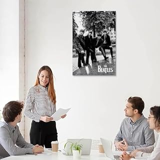 YBRAVO Poster décoratif sur toile Beatles noir et blanc, impression d’art moderne pour chambre à coucher (40 x 60 cm) - Les Beatles, Paul McCartney, John Lennon, RIngo Starr, George Harrison YBRAVO Poster décoratif sur toile Beatles noir et blanc, impression d'art moderne pour chambre à coucher (40 x 60 cm) – Image 5