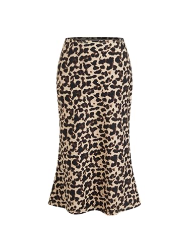 CIDER Leopard Print Midi Skirt Women's Trendy Casual Elastic Waist Skirt 2025 Fall