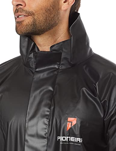 Conjunto Capa de chuva Motoqueiro Tamanho P PVC 0,28mm Combate Com Gola Masculino Preto Pioneira - 2
