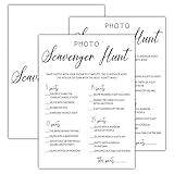 OZTEMETY Photo Scavenger Hunt Bridal Shower Games, Minimalist Engagement Party Game Cards, Bachelorette Party Games, Aesthetic Bridal Shower Decorations, 25 Cards(white005)