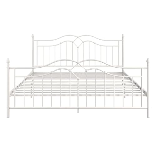 Dhp Tokyo Metal Platform Bed With Classic Finial Post Headboard And Footboard, Underbed Storage Space, No Box Spring Needed, King, White #TOP7