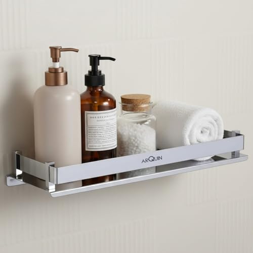 Image of ARQUIN Bathroom Shelf Organizer 5x18 Inch 304 Grade Stainless Steel Bathroom Racks and Shelves | Wall Shelf for Bathroom Accessories Set Storage Shelves Rack for Kitchen Shelves & Racks