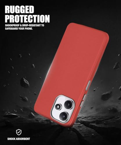 Image of WOW IMAGINE Leather Fabric Soft TPU Back Cover for Mi Redmi 12 5G | Redmi 12 4G | Poco M6 Pro 5G (Crimson Red)
