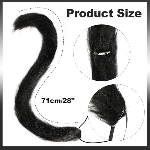 HOWAF Katzenkostüm Damen, Katzenohren Haarreif, Katzen Ohren Haarreif Katze Cat Ears, Katzenschwanz, Halskette, Maske, Handschuhe für Katze Kostüm Damen, Halloween Fasching Karneval Kostüm