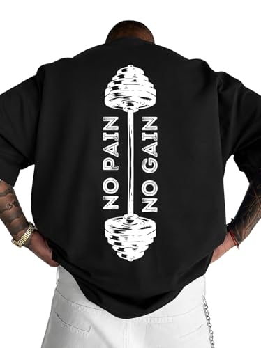 Image of Men's Oversized Round Neck Cotton Printed Gym T-Shirt for Men | Premium Soft Cotton Casual Loose Fit Half Sleeve Plain Tee Shirt