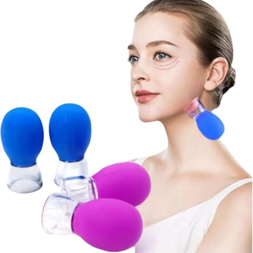 Image of Facial Cupping Professional Massager Set Silicone Vacuum Suction Face Massage Cups Anti Cellulite Lymphatic Therapy Sets For Eyes,Face And Body(PACK OF2)(2 NOS)