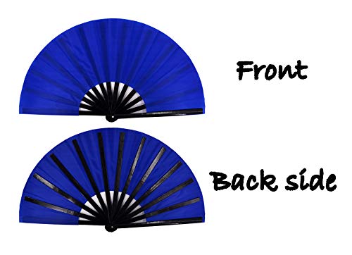 Meifan Large Rave Folding Hand Fan For Women Men, Chinese Japanese Bamboo Fan Hand Fan For Festival, Dance, Gift, Performance, Decorations (Blue) #TOP2