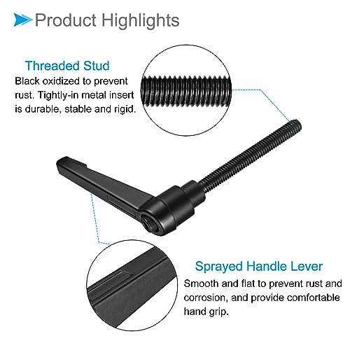 Image of Clamping Lever Handles, M6 x 40mm Male Thread, Adjustable Quick Release Locking Rotating Bolt Knobs Black - (Applications: for Lathe Machinery), 2-Pieces