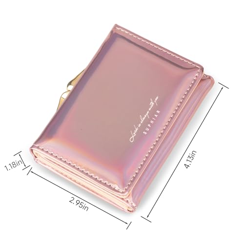 Image of JANKS Small Wallet for Women Mini Laser Card Holder Case Iridescent Holographic Purse with Coin Pocket for Girls Ladies
