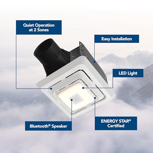 Image of Broan-NuTone Roomside Series Bluetooth Speaker Bathroom Exhaust Fan with LED Light, 70 CFM 2 Sones, ENERGY STAR