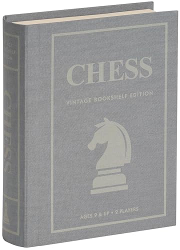 WS Game Company Chess Vintage Bookshelf Edition, Classic Strategy Game Set in Linen Wrapped Book Box & Slipcase - Full Size Folding Board, Wooden Pieces - Chess Sets for Adults & Kids, Ages 9+
