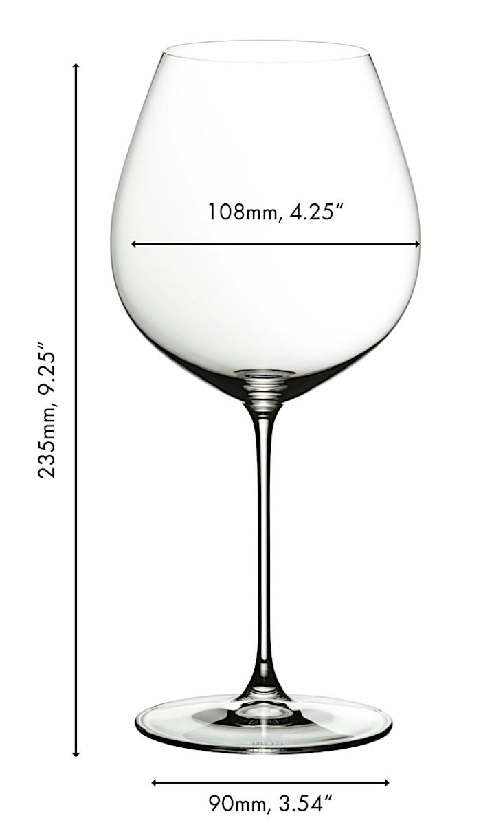 RIEDEL Veritas Old World Pinot Noir Wine Glass, 4 unidades, cristal transparente, fabricado a máquina de primera calidad
