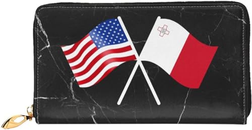 American And Malta Flag Wallet Card Bag