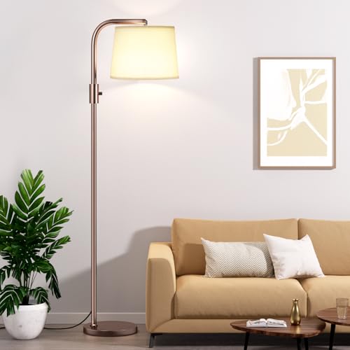 Ambimall Fully Dimmable Floor Lamp with 9W LED Bulb, Standing Lamp for Living Room with Adjustable Head, Modern Tall Light with Rotary Switch for Office, Brown and Beige by Ambimall - Used condition - US$62.99