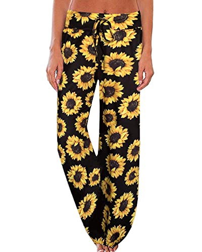 Image of NEWCOSPLAY Women's Comfy Pajama Pants Casual Drawstring Palazzo Lounge Wide Leg Pants