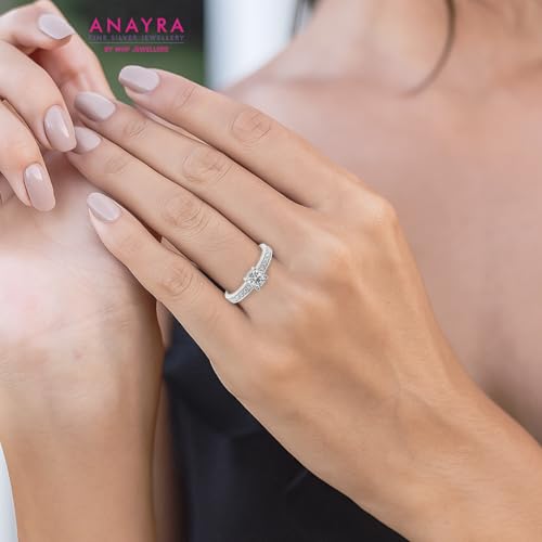 Image of ANAYRA Isla Sterling Silver Ring for Women & Girls, Stylish Anti Tarnish 925 Sterling Silver Jewellery for Women for Daily Use, Hallmark Certified, Valentine Gift for Girlfriend & Wife