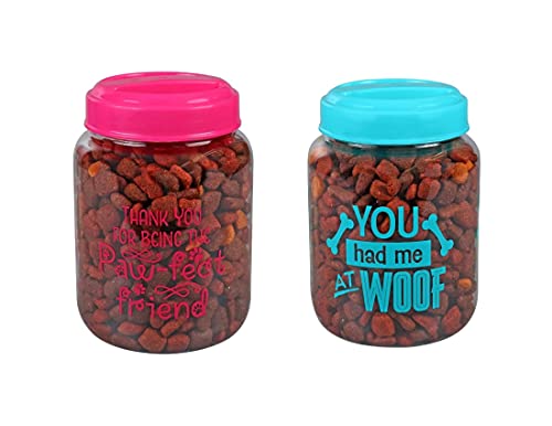 CGT BPA-Free Plastic Airtight Dog Cat Pet Treat & Food Storage Containers Canisters Pink & Blue Thank You for being the…