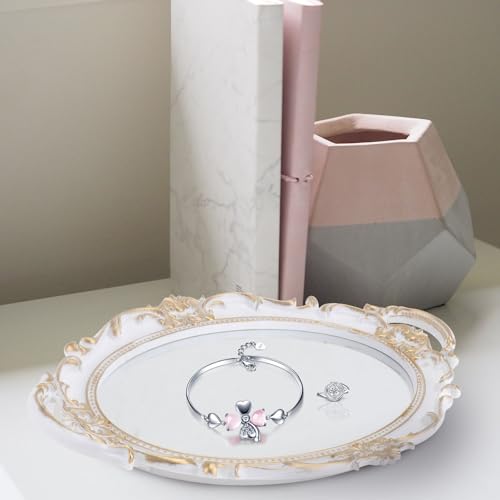 Bandeja decorativa de espejo vintage para el tocador del dormitorio 5