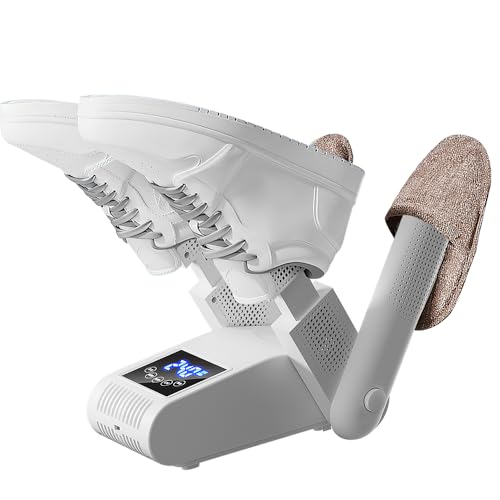 Dhqkqg Secador de Zapatos Eléctrico, 2 Par Secador de Botas con Temporizador, Pantalla Digital, para Zapatos, Botas de Fútbol, Calcetines, Guantes