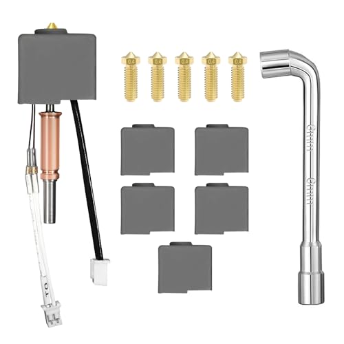 Kit de extrusor de cabezal de impresión de extremo caliente para impresora 3D, kit de extremo caliente ensamblado con boquilla de latón y cubierta de silicona para Anycubic Kobra 3 / Kobra 3 Combo