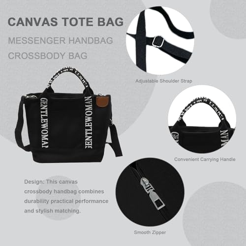 Canvas Tote Bag for Women with Zipper, Messenger Handbag Crossbody Bags for Work Travel Nurse College Gift2