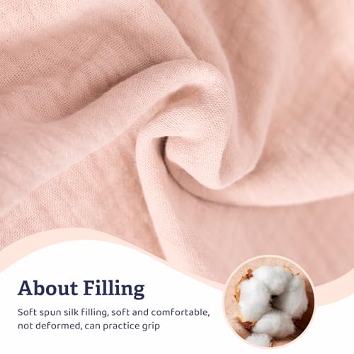 Image of 2-Pack White Goose & Pink Bunny Organic Cotton Muslin Lovey Blanket | Soft Muslin Comfort, Easy Grip Design, Teething Comfort, Self-Soothing Support