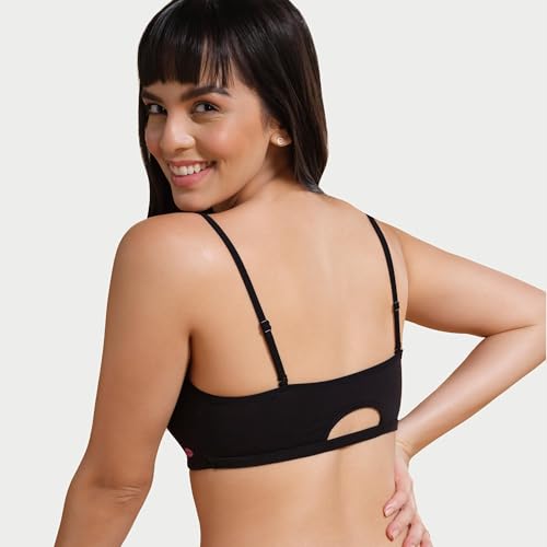 Image of Enamor Moulded Double Layer Front Women's Cotton Cami Bra - Detachable Slim Straps with Back Keyhole, Non Padded, Wirefree, High Coverage - A022