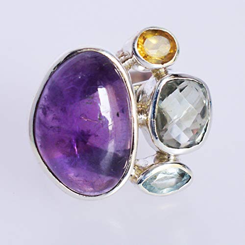 Bague citrine et améthyste argent 925 massif qui ne noircit pas