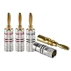 Poppstar 4x High End Bananenstekker, voor Luidsprekerkabel (tot 6 mm²), Speakers, Luidspreker, AV Receiver, 24k Vergulde Contacten (2x zwart, 2x rood)