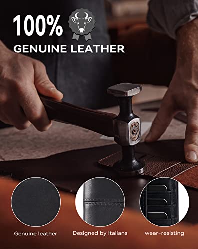 Swallowmall Mens Wallet Rfid Genuine Leather Bifold Wallets For Men, Id Window 16 Card Holders Gift Box #TOP5