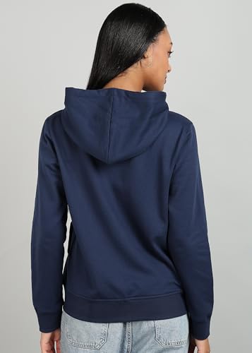 Image of Alan Jones Clothing Women's Solid Zipper Hooded Sweatshirt | Front Zip, Ribbed Hem, Lined Hood, Casual Winter Wear