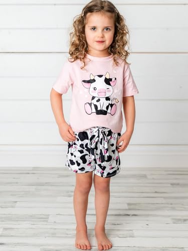 Vieille 4T Summer Outfits for Girls Cow T-Shirt Short Sets Size 5 Toddler Clothing Set — view 5