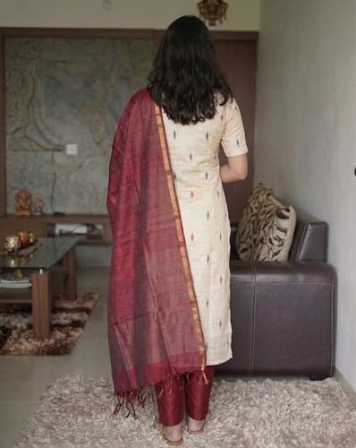 Image of GoSriKi Kurta Set for Women Viscose Printed | Kurti Set for Woman | Kurta Pant Dupatta 3 Piece Outfit | V Neck Elbow Length Sleeve Straight Ethnic Dress Stylish Clothing