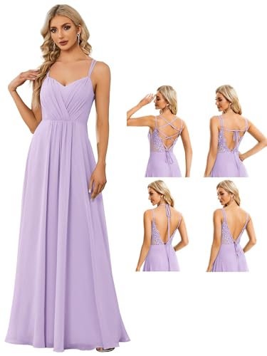 Ever-Pretty Women's Sexy Chiffon Multi-Way Backless A-Line Convertible Bridesmaid Dress Frosted Lilac US10