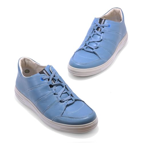 Image of Woodland Men's Dsky Blue Leather Sneaker