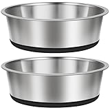 Taglory 4 Cup Stainless Steel Dog Bowls Set of 2 for Food and Water, Silicone Base Anti-Slip, Rust Resistant, Extra Thick Metal Bowls for Small Dogs, 30oz, Black