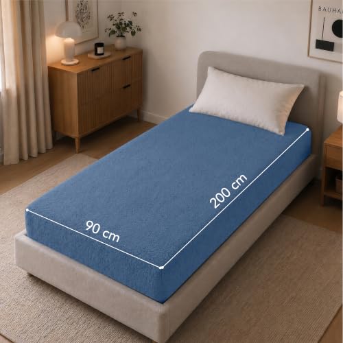 Dreamzie Spannbettlaken 90x200 Hellblau - Frottee 80% Baumwolle, Oeko-Tex – Ansicht 5