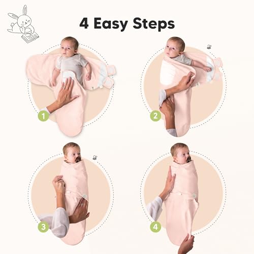 Image of 3-Pack Organic Baby Swaddle Sleep Sacks - Swaddles for Newborns, Infant 3-6 Months, Baby Girls, Boys, Soft & Snug Newborn Sleep Sack, Nursery Swaddling Blankets (Angelic, L)