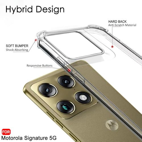 Image of TheGiftKart Crystal Clear Back Cover Case for Motorola Moto Signature 5G | 360 Degree Protection | Shock Proof Design | Hard Clear Back Case Cover for Moto Signature 5G (PC & TPU, Transparent Bumper)