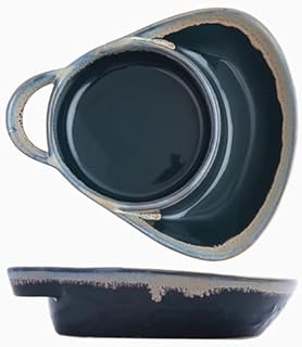 Soup and Side Bowl Plate Ceramic, Chip and Dip Divided Bowls, Anti-Soggy Cereal Bowl Bread Dipping Bowls Plates for Salad Breakfast, and Sandwich Ideal for Home and Restaurant (Blue + green)