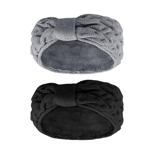 2 Stück Stirnband Damen Winter, Stirnbänder Mädchen Gefüttert Fleece Haarband, Elastische Kopfband Gestrickte Headband Frauen Haarreifen Strick Headwrap,für Herbst und Winter (Schwarz + Grau) 2 Stück Stirnband Damen Winter, Stirnbänder Mädchen Gefüttert Fleece Haarband, Elastische Kopfband Gestrickte Headband Frauen Haarreifen Strick Headwrap,für Herbst und Winter (Schwarz + Grau)