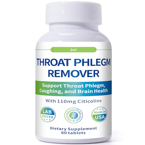 QUBIT Throat Phlegm Support Fast Relief for Throat Phlegm & Coughing Citicoline Supplement for Mental Clarity Respiratory & Brain Health Non-GMO Gluten-Free 60 Tablets