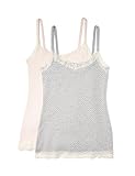 Discretos tirantes finos IRIS & LILLY Camiseta de Tirantes con Encaje Body Natural para Mujer, Pack de 2, Multicolor (Soft Pink/Grey), Medium